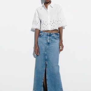 Eyelet Embroidered Shirt , size S